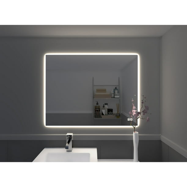 Naomi Home Led Lighted Bathroom Wall Mirror Silver 31 X 23 Com - Light Up Wall Mirror Bathroom