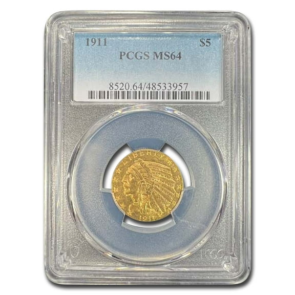 1911 $5 Indian Gold Half Eagle MS-64 PCGS