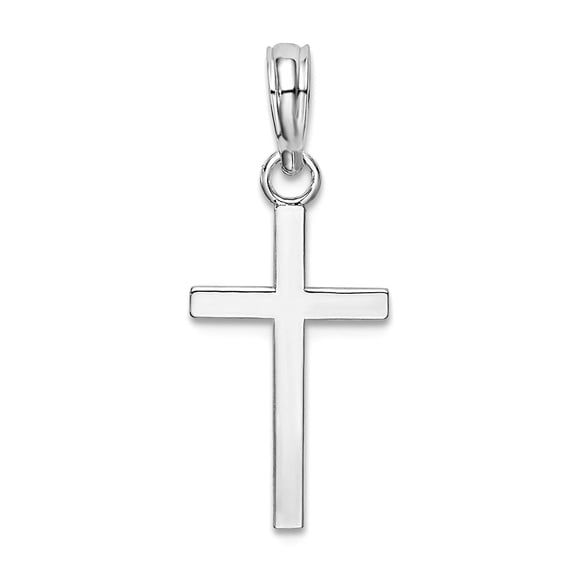 925 Sterling Silver Polished Flat Latin Religious Faith Cross Pendant Necklace 16.4x10.5mm Wide Pendant for Women