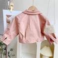 thumbnail image 6 of GiLiling Baby PU Leather Motorcycle Coat Toddler Zipper Fall Winter Long Sleeve Lapel Outerwear Trendy Stylish Cute Outdoor Cycle Coat (Pink, 12-18 Months), 6 of 9