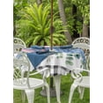 thumbnail image 3 of Outdoor Tablecloths with Umbrella Hole & Zipper, Blue Pink Hydrangea Round Tablecloths 60 Inch, Eucalyptus Leaves Summer Botanical Plaid Waterproof Table Cloth, Patio/Pool/Picnic Table Covers, 3 of 8