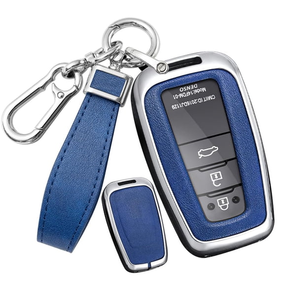 Key Fob Cover Compatible with Fit for Toyota RAV4 Camry Avalon C-HR Prius Corolla Highlander GT86 2020-2021 Leather Keyless Keychain Case Holder Protector