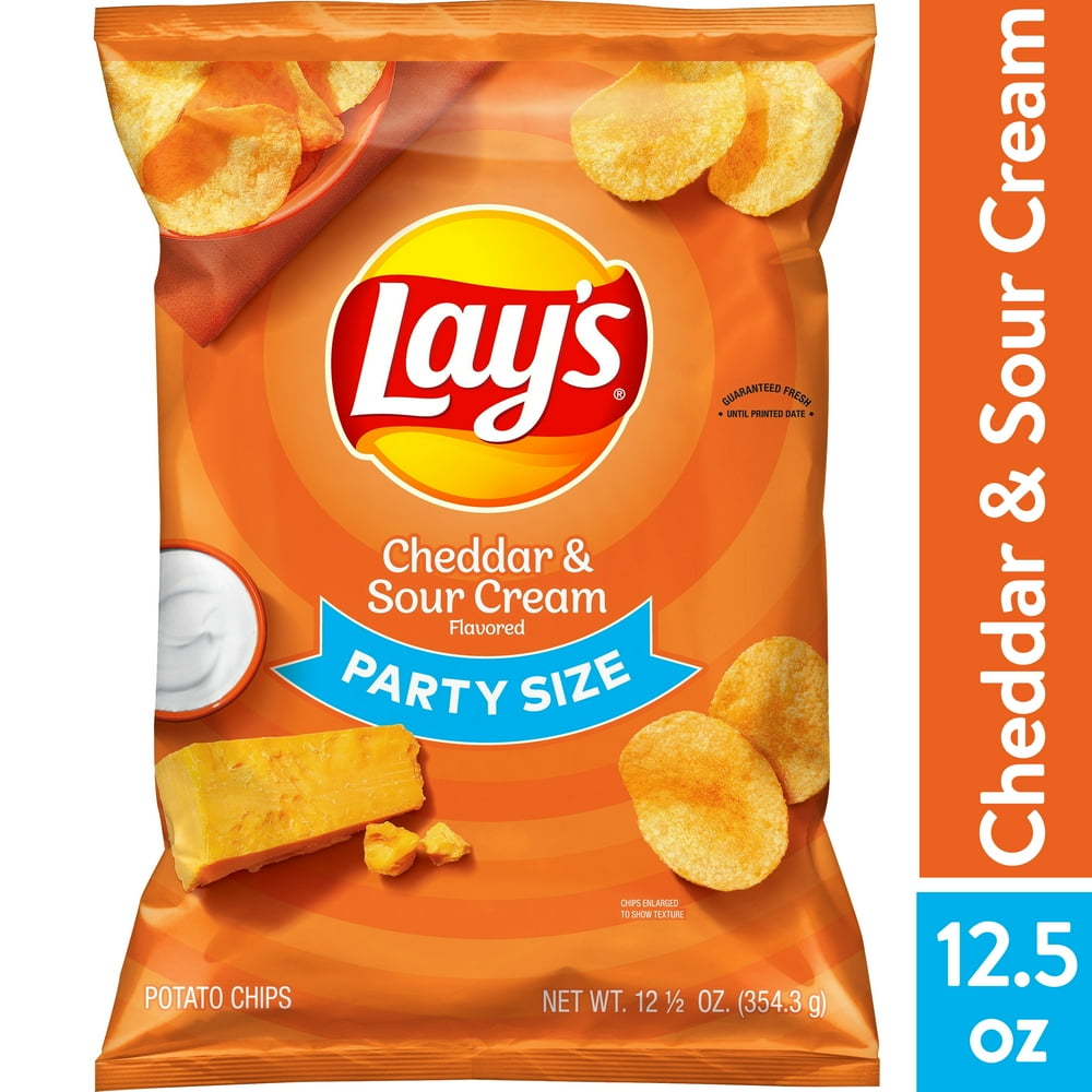 Lay's Cheddar & Sour Cream Flavored Potato Chips, Party Size, 12.5 oz