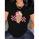 thumbnail image 1 of Creative Love Snow Top Pattern Print Women's Fashion Trendy Round Neck Short Sleeve, Simple Casual Sports T-shirt, Holiday Comfortable Summer Top Women's Clothing, 1 of 6