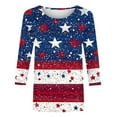 thumbnail image 4 of Cavosen American Flag Shirt Women Petite Independence Day 3/4 Sleeve Crewneck Shirts American Flag Graphic Tops Lady XL 4th of July Casual T Shirts Red White and Blue Tunic Tees Patriotic Outfits, 4 of 5
