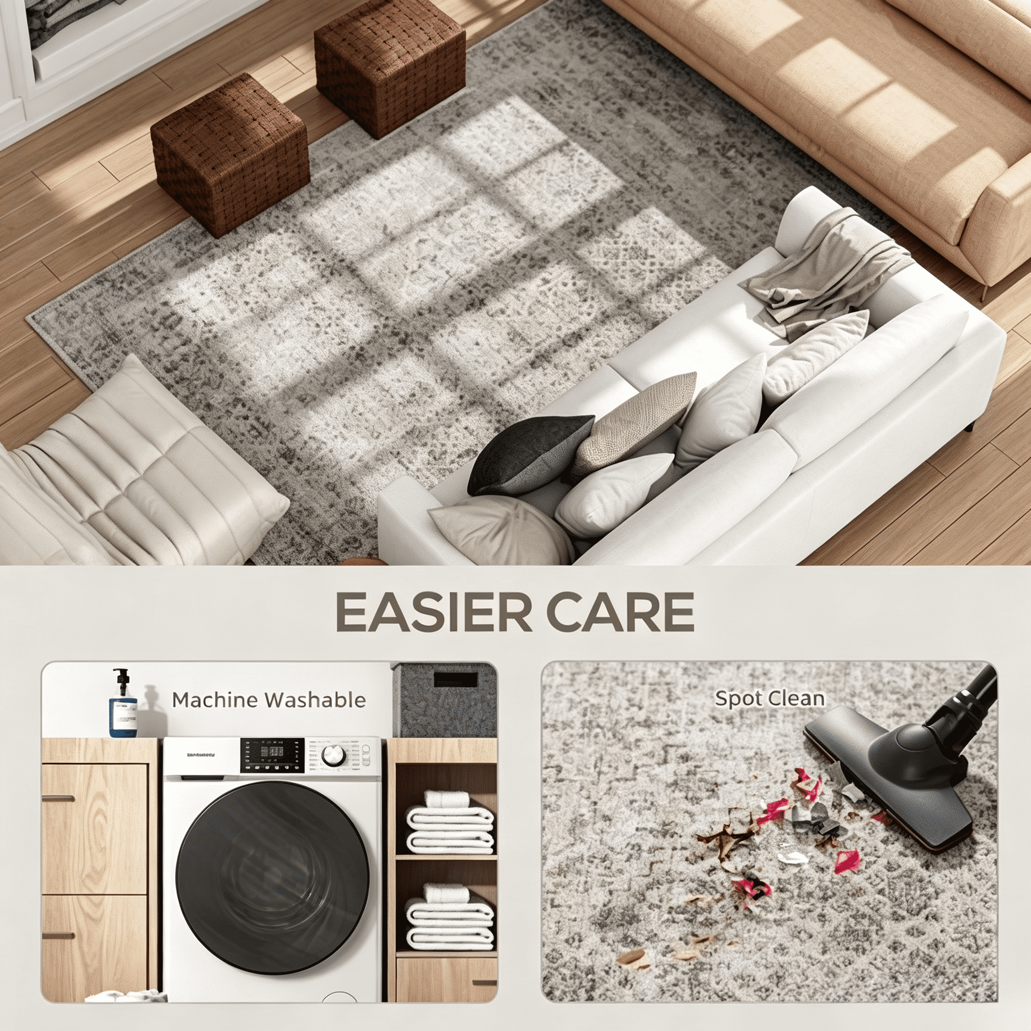 Area Rug 83.9"x59.8" Chenille Soft Non-Slip TPR Backing Machine Washable Rug for Living Room Bedroom