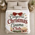 thumbnail image 5 of Cozycore Christmas cinema club candle popcorn bow white Flannel Blanket for living room family room Christmas Home Decor holiday movie night Gift for friends roommates, 5 of 9