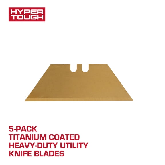 Hyper Tough Titanium Coated Heavy-Duty Utility Knife Blades, 5 Pack