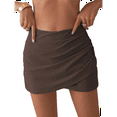 thumbnail image 2 of Falda para Mujer de Cintura Alta, Fruncida, Corta y Cruzada. Marrón M, 2 of 7