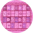 thumbnail image 1 of Ahgly Company Indoor Round Abstract Pink Modern Area Rugs, 6' Round, 1 of 4