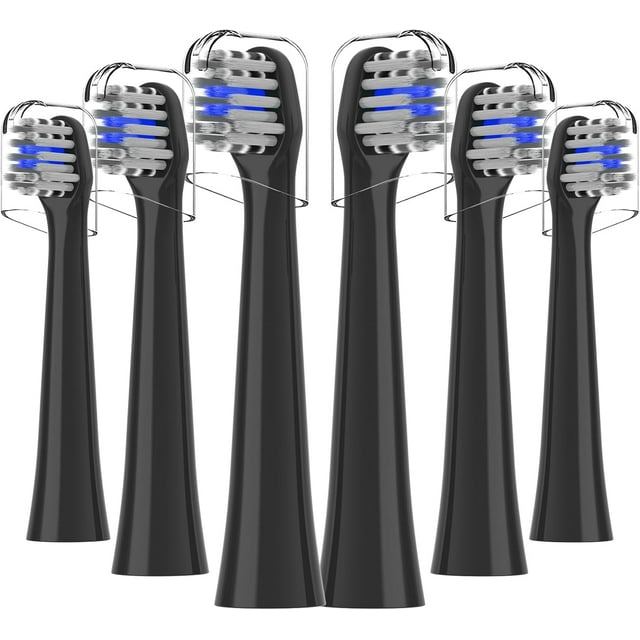 Replacement Toothbrush Heads Compatible with Colgate Hum Toothbrush - Brush Heads Replacement Compatible with Hum Smart Battery Toothbrush, Black, 6 Pack