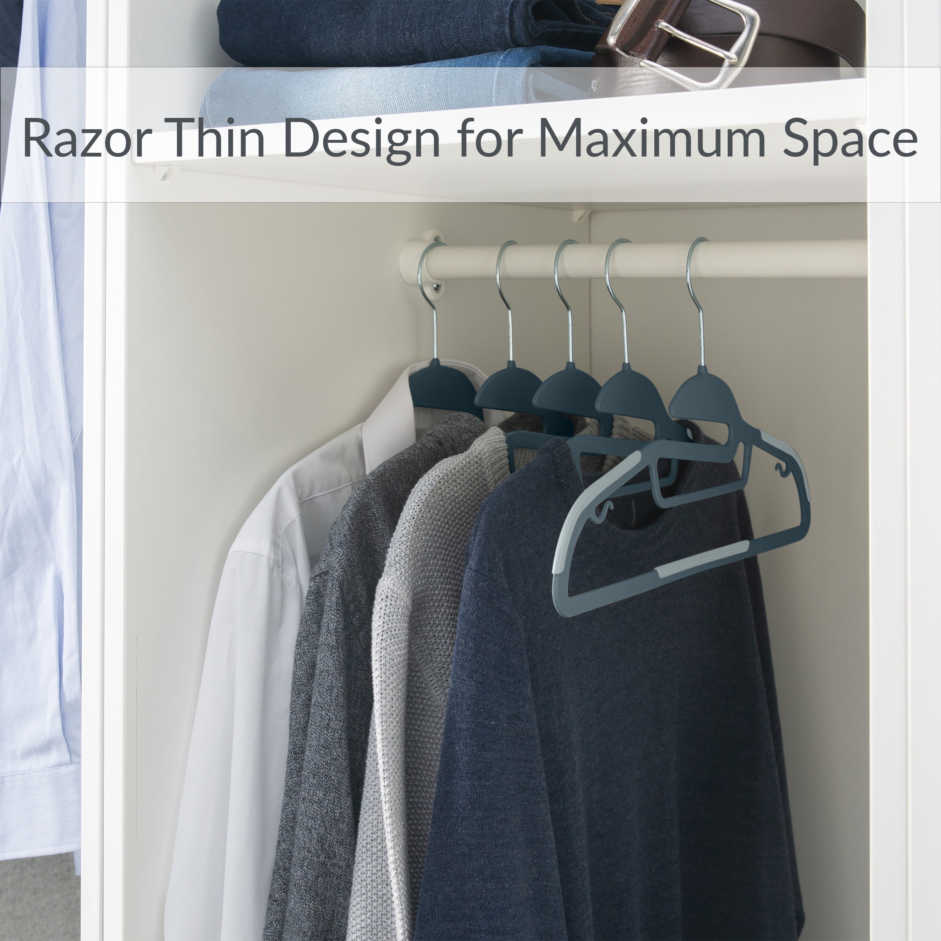 Simplify 24 Pack Plastic Ultimate Adult Shirt Hanger in Dark Grey