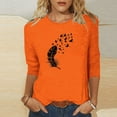 thumbnail image 2 of Dadaria Chemise Orange pour Femmes Manches 3/4 T-Shirt Col Rond Grande Taille Chandail d'Été m, 2 of 4