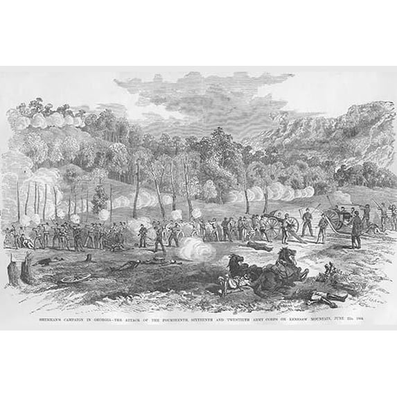 Sherman Attacks at Kennesaw Mountain, Georgia-Fine Art Canvas Print (20" x 30")