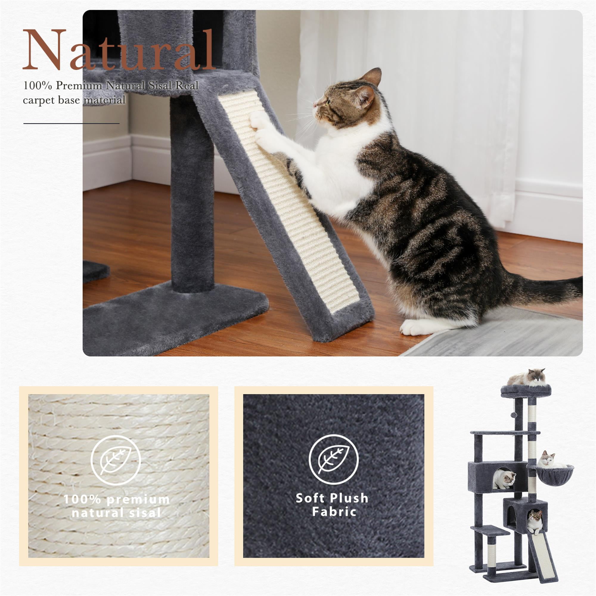 Pefilos 61" Cat Tree Tower for Indoor Cats with Platform and Scratching Posts, Cat Condo Cat Tree House in Pet Supplies, Gray Pefilos 61" Cat Tree Tower for Indoor Cats with Platform and Scratching Posts, Cat Condo Cat Tree House in Pet Supplies, Gray