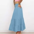 thumbnail image 6 of Long Skirts for Women Elastic High Waist Pleated A-Line Skirt Flowy Swing Asymmetric Tiered Maxi Beach Skirt, 6 of 9