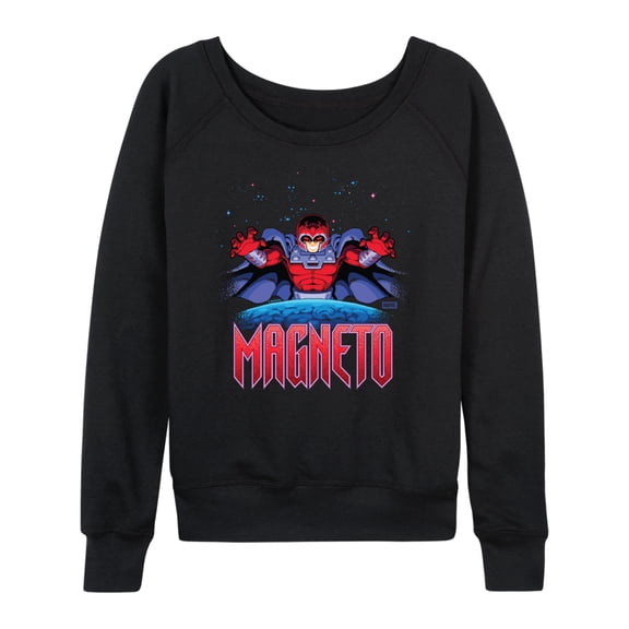 X-Men - Magneto Pixel Lightweight French Terry Wide Neck Long Sleeve Graphic Shirt