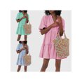 thumbnail image 5 of Michellecmm Women Mini Dress Short Sleeve V Neck Pleated Solid A-line Dress Summer Dress for Casual Daily, 5 of 9