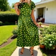 thumbnail image 2 of Jinhong Summer Polka Dots Dresses for Women Satin Short Sleeve Slip Midi Dress Elegant Fashion Zipper Fitted Pullover Dresses Green,S, 2 of 6
