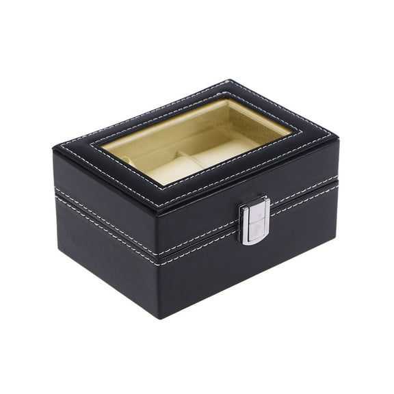 Phenofice 1Pcs Men Jewelry Box Rectangular Black Pu Leather With Lock For Watches And Jewelry