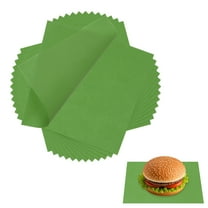 Uxcell 100 Pcs Wax Paper Sheets for Food, 7 x 7 Inch Greaseproof Wrapping Paper Sheets, Square Food Basket Liners for Sandwich Hamburger Bread, Green