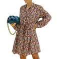 thumbnail image 1 of Women's Long Sleeve Short Dress Button Down Floral Print Fall Dresses, 1 of 7