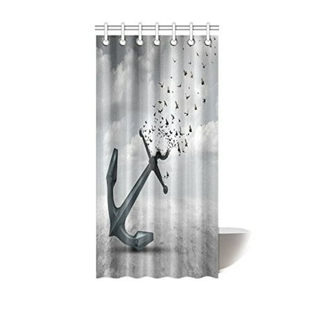 Bpbop Vintage Anchor Bird Shower Curtain Hooks 36x72 Inches Grey