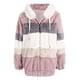 thumbnail image 4 of Gibobby Chamarra de Invierno, Chaqueta Sherpa de manga larga con cuello alto alto y cremallera completa para mujer con ribete tejido(Rosa,XG), 4 of 5
