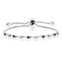 Gem Stone King 925 Sterling Silver Bracelet for Women Created Sapphire Moissanite (0.58 Cttw)