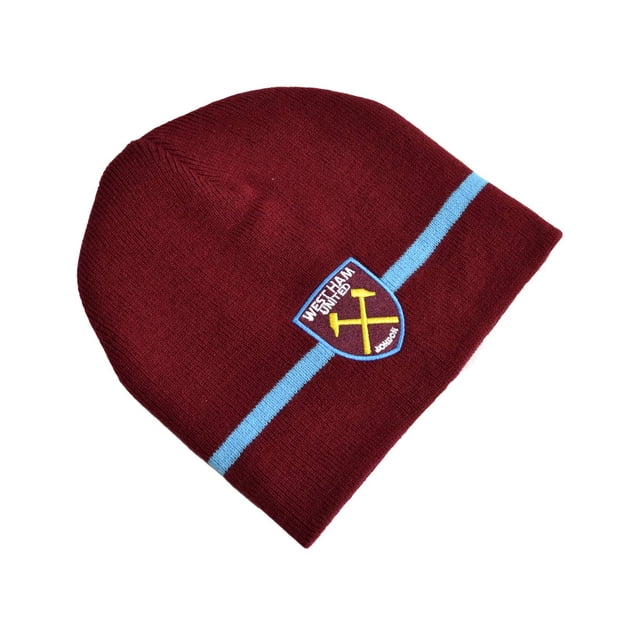West Ham Fc Official Beanie Knitted Hat (One Size) (Claret/Blue)