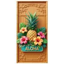 Decorative Design Tropical Theme Aloha Banner Colorful Theme Hibiscus Flower Pineapple Design for Summer Party Hawaiian Celebration Luau Event