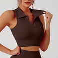 thumbnail image 5 of Women's Sleeveless Turndown Collar Solid Color Comfy Daily Tank Tops Casual Workout | CSEONE,Coffee L, 5 of 6