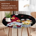 thumbnail image 4 of Black Gnomes Daisy Round Tablecloth, Fitted Table Cover with Elastic for 36"-44" Round Tables, Pastoral Country Garden Floral Table Cloth Outdoor Indoor Dinning Party Waterproof Tablecloths, 4 of 7