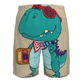 thumbnail image 6 of Disketp Men'S Swim Trunks Hawaiian Breathable Surf Beach Swimsuits Mesh Lining Beach Shorts With Pockets-Cool Dino Playing Skateboard, 6 of 9