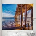 thumbnail image 1 of Beach Tapestry, Californian Coastal Seascape Photo of Malibu Pier Scenery Sandy Bay, Fabric Wall Hanging Decor for Bedroom Living Room Dorm, 5 Sizes, Dark Yellow Blue and Plum, by Ambesonne, 1 of 1