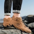 thumbnail image 6 of Men's Outdoor Casual Chukka Boots Handmade Leather Upper Waterproof Sneakers Lightweight for Hiking Wear-resistant Shoes Brown 11.5 US, 6 of 7