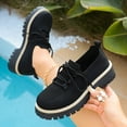 thumbnail image 6 of WHLBF Shoes for Women Round Toe Casual Plus Size Mesh Shoes Solid Color Front Lace-Up Flat Loafers Size 9, 6 of 9