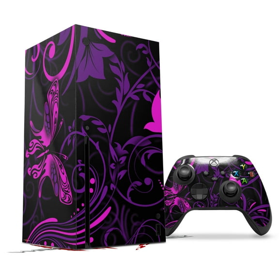 WraptorSkinz Skin Wrap compatible with the 2020 XBOX Series X Console and Controller Twisted Garden Purple and Hot Pink (XBOX NOT INCLUDED)