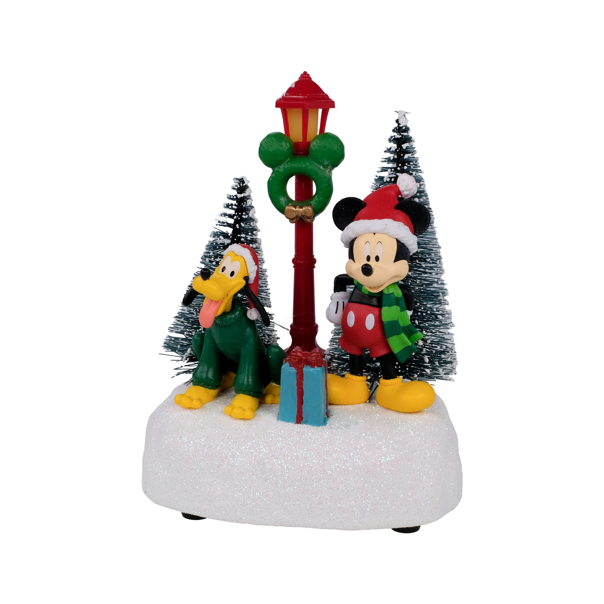 Disney Mickey & Pluto Holiday Lamppost Village Piece