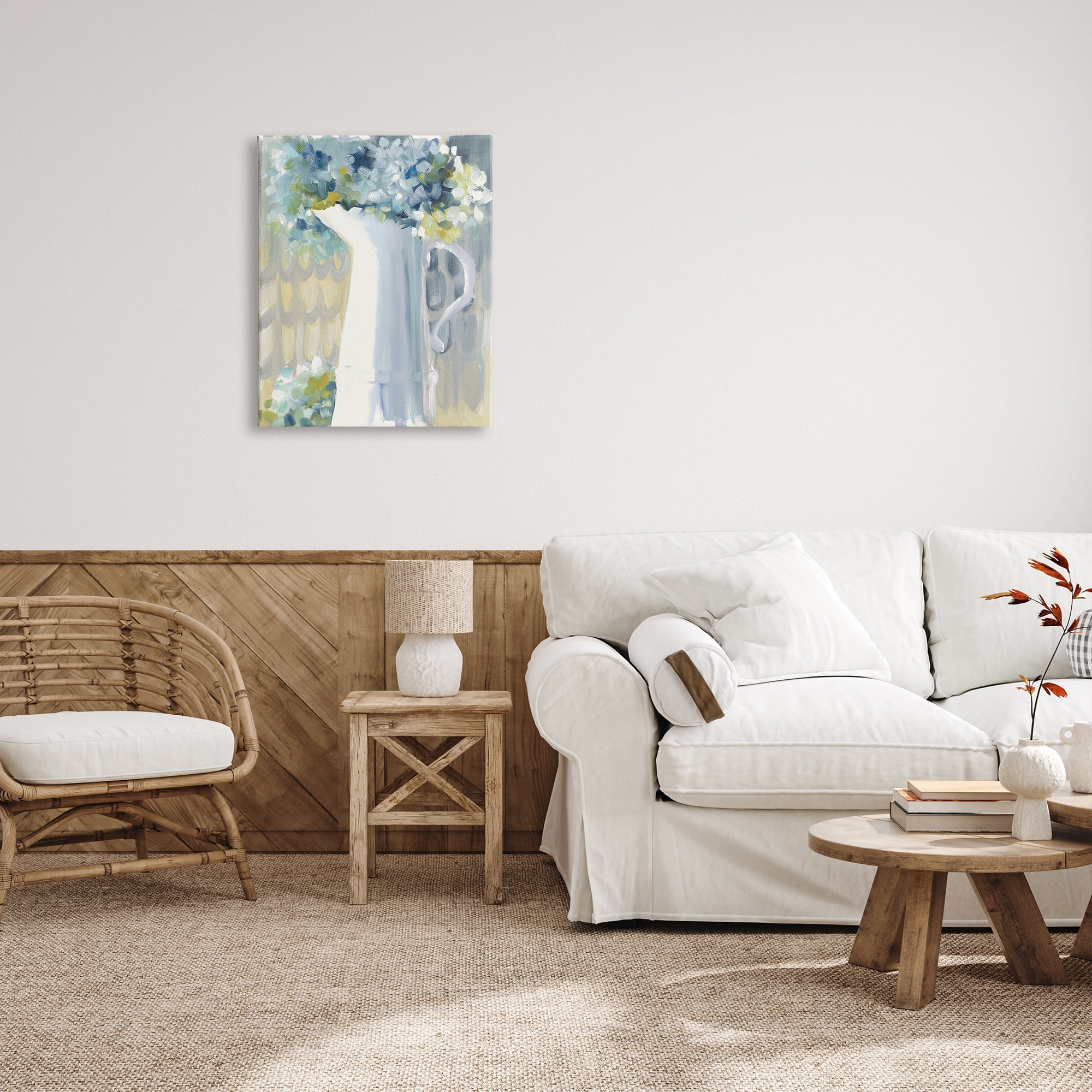 Stupell Industries Abstract Hydrangeas in Jug Botanical & Floral Painting Gallery Wrapped Canvas Art Print Wall Art, 24 x 30
