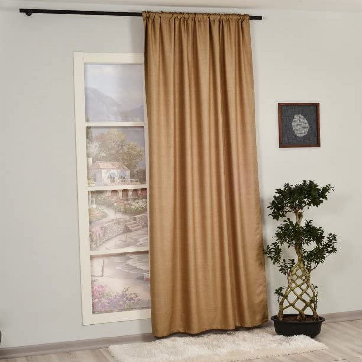 3S Brother's Home Decorative Beige Curtains Extra Wide Extra Long Luxury Colors Linen Look Custom Made 5-25 Feet Made in Turkey Hang Back Tab ( 1 Panel ) Home Décor (100"Wx156"L)