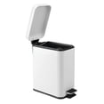 thumbnail image 6 of mDesign Small 1.3 Gallon Rectangle Metal Step Can with Liner/Handle, White, 6 of 7