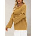 thumbnail image 5 of The Shoulder Sweater for Women Fall Winter Oversized Pullover Lantern Long Sleeve Soft Knit Sweater Top Dark Yellow L, 5 of 8