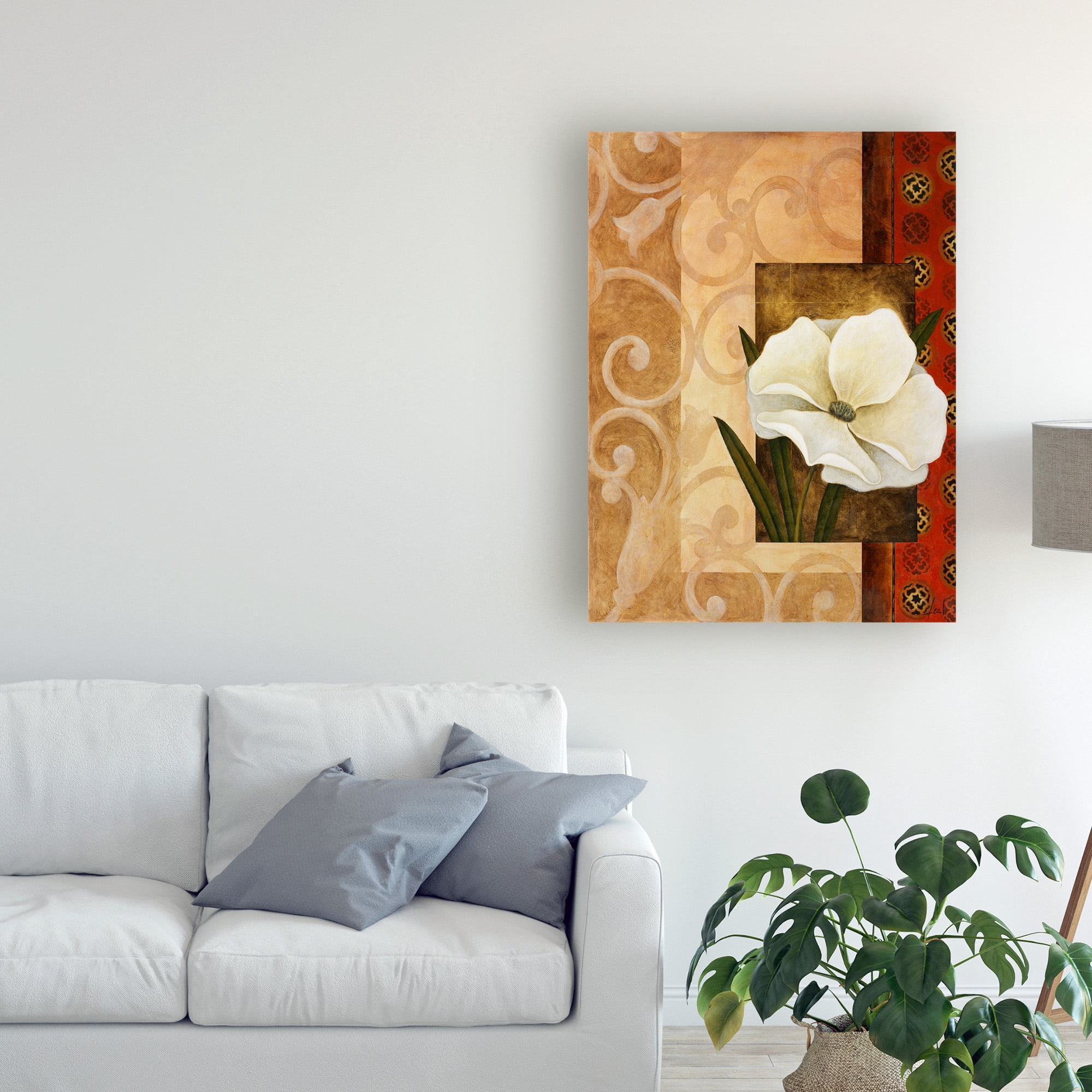 Trademark Fine Art 'White Floral Beige 1' Canvas Art by Pablo Esteban