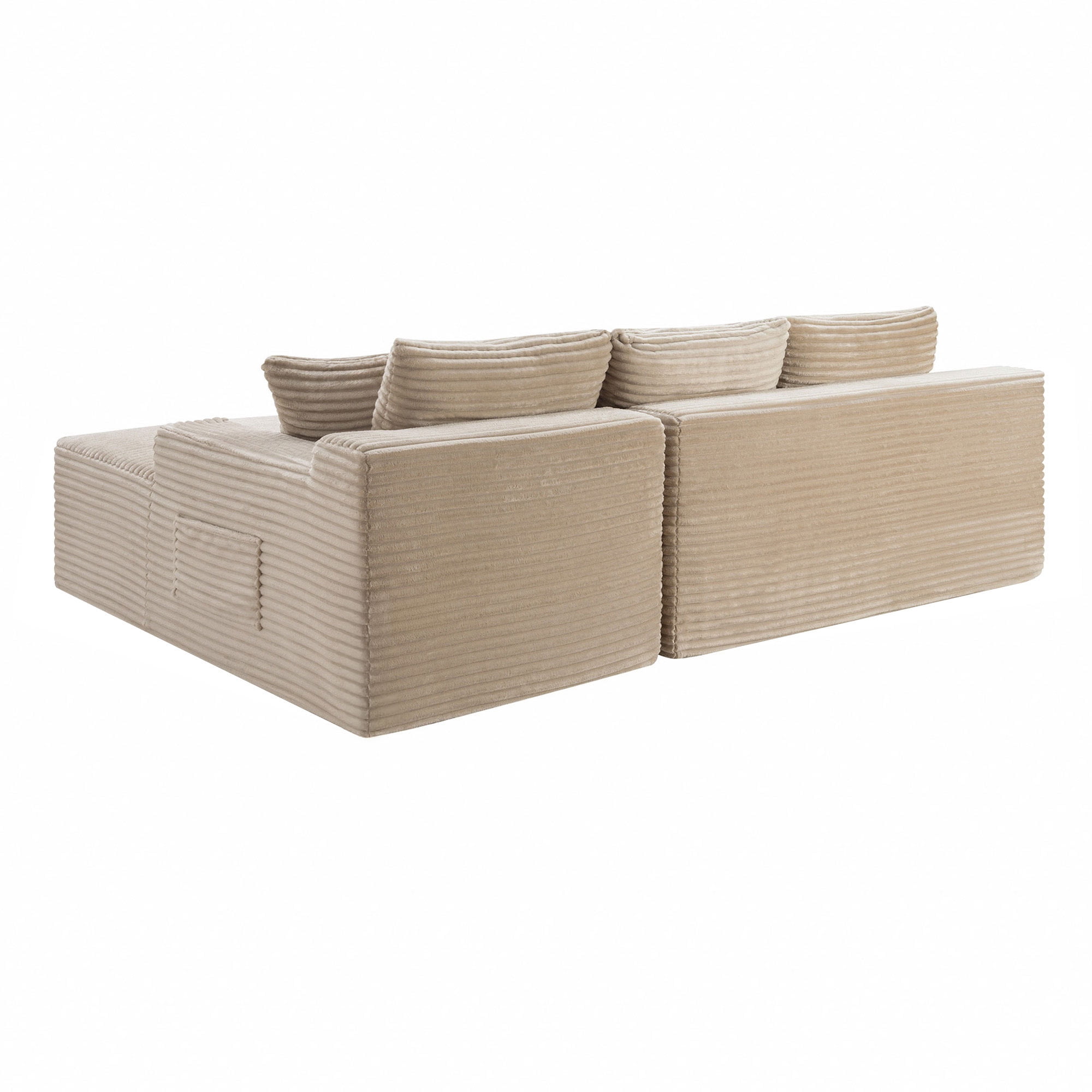 Leumius 106.3" Cloud Modular Sectional Sofa Couch with L-Shape Chaise,Modern Minimalist Upholstered Couches for Living Room Bedroom No Assembly Required Camel-R