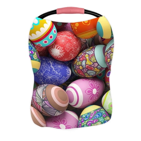 PKQWTM Colorful Easter Eggs Big Pile Nursing Cover Baby Breastfeeding Infant Feeding Cover Baby Car Seat Cover