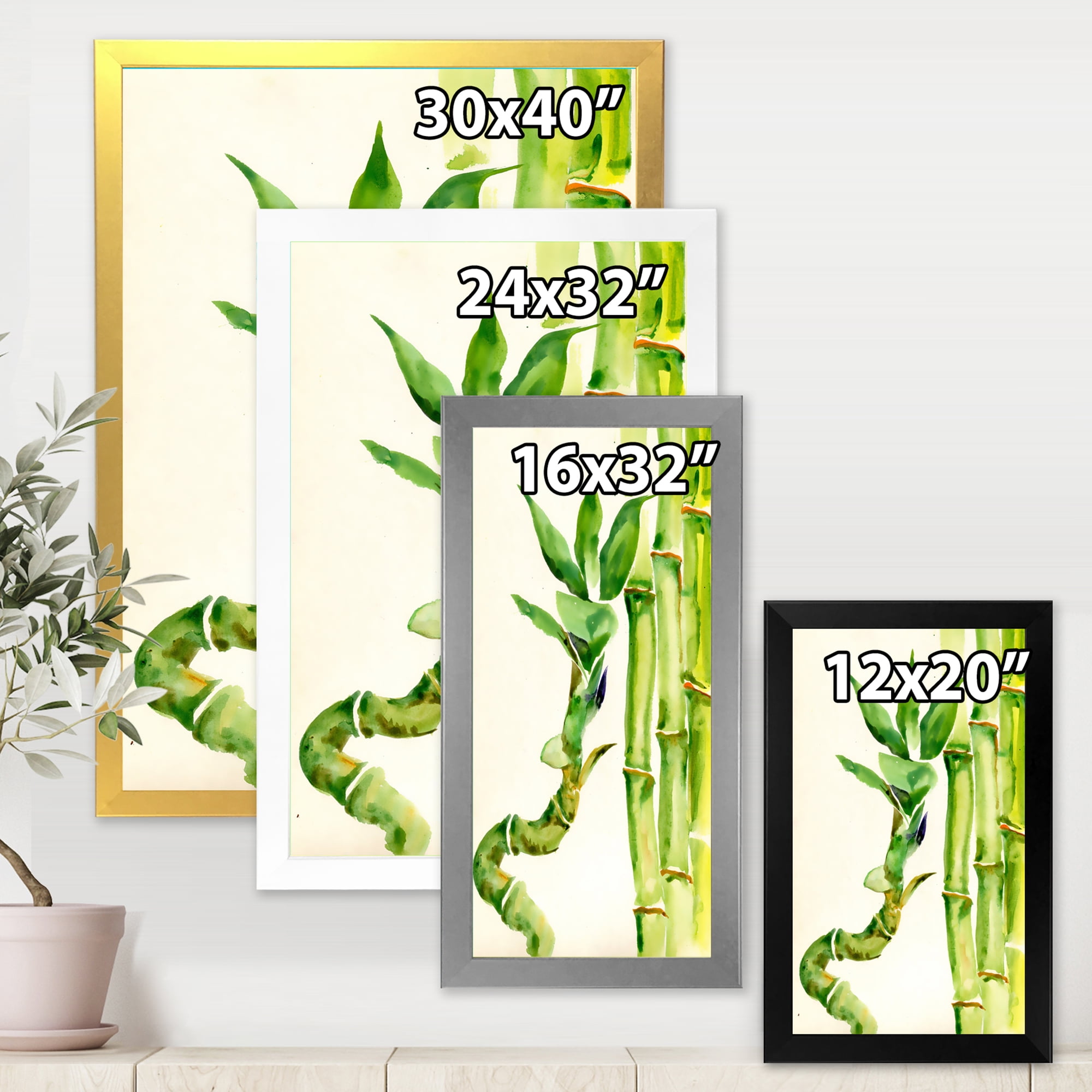 Designart 'The Forest of Bamboo Branches VI' Tropical Framed Art Print