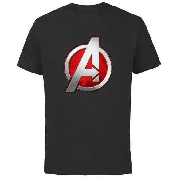 Marvel Avengers Silver and Red Logo - Short Sleeve Cotton T-Shirt for Adults - Customized-Black