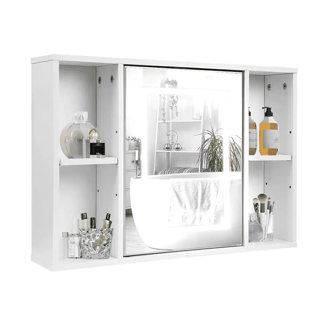 Espejo Con Touch Luz Led 3modo Con Organizador De Baño 40x60 Eo Safe Imports Blanco