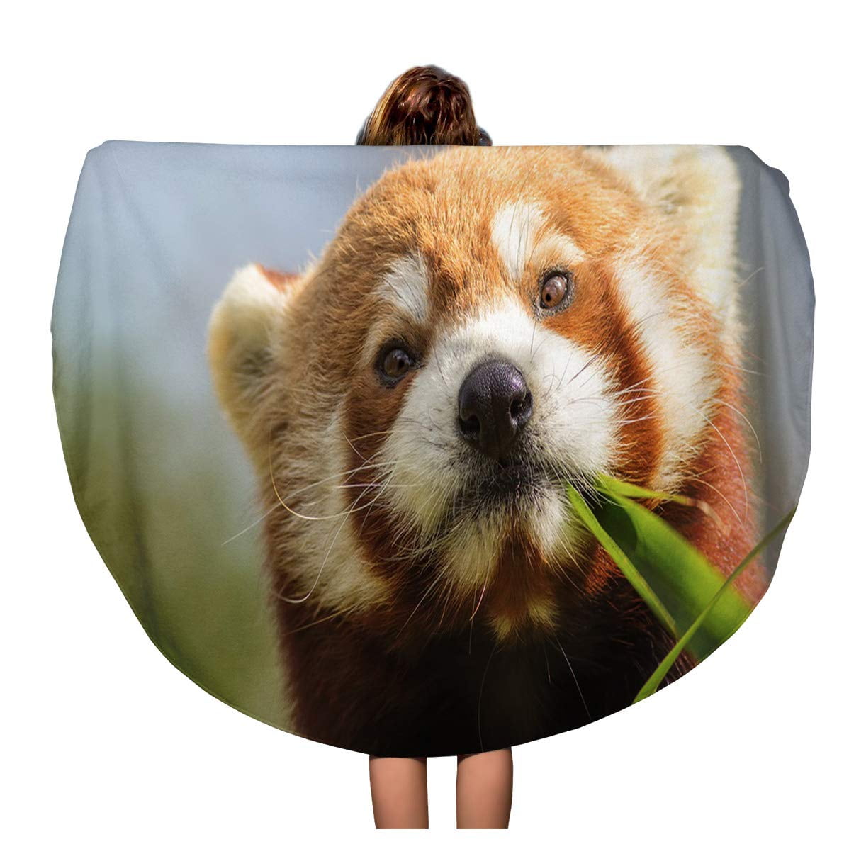 Sidonku 60 Inch Round Beach Towel Blanket Cross Eyed Cute Red Panda Ailurus Fulgens Eating Travel Circle Circular Towels Mat Tapestry Beach Throw Walmart Com Walmart Com